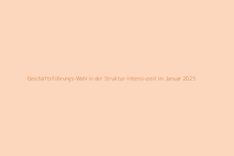 Geschäftsführungs-Wahl in der Struktur-Intensivzeit im Januar 2025